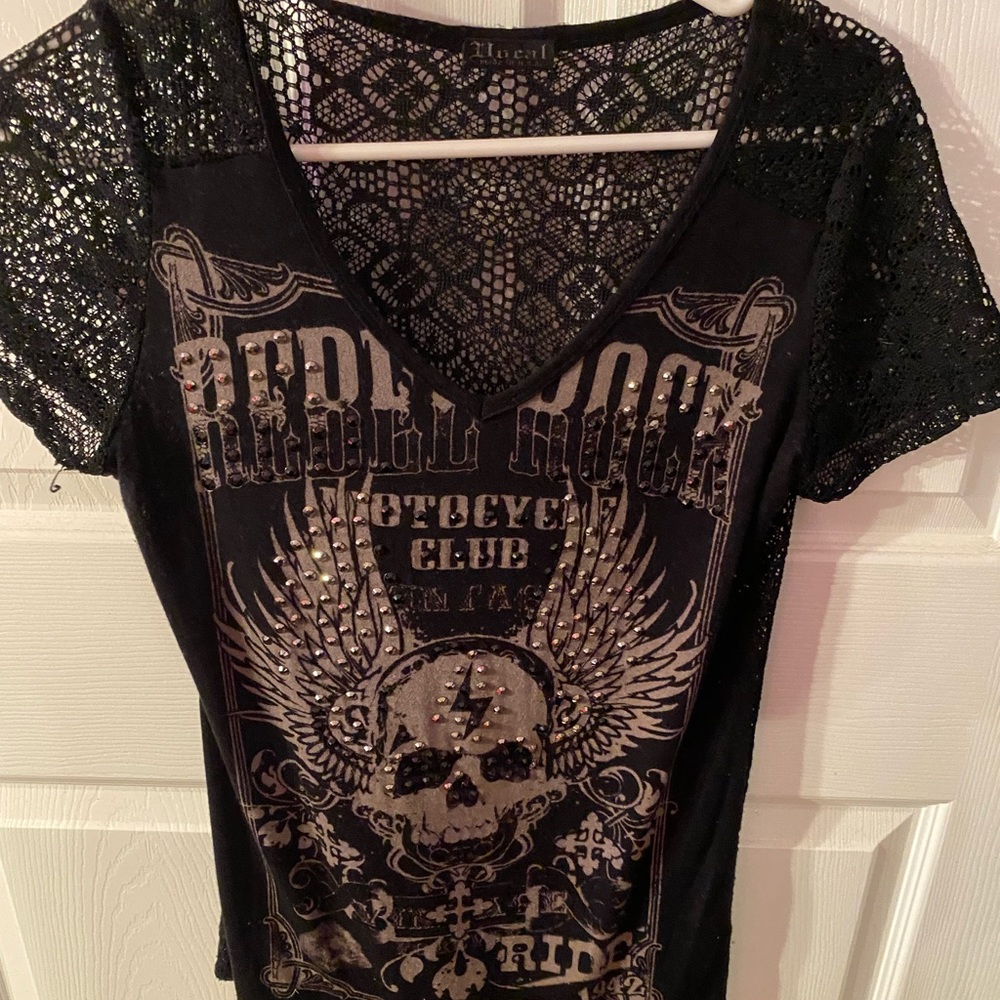 Black bling sheer shirt